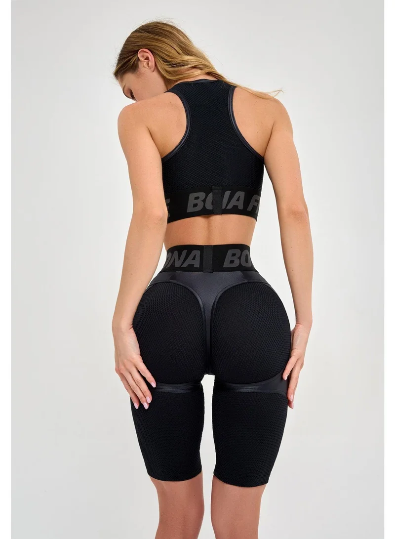 Bona Fide Bona Cycling Extra Push-up Black Skin Extra Skin High Waist Biker Gym Shorts for Women for Women | Best Price UAE