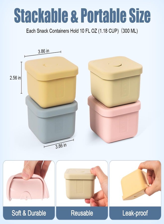 AOEDEO 4 pcs 10 oz Silicone Snack Containers with Lids Silicone Food Storage Containers, Baby Snack Container Small Lunch Container for Kids, Daycare, School and Travel - Image 2