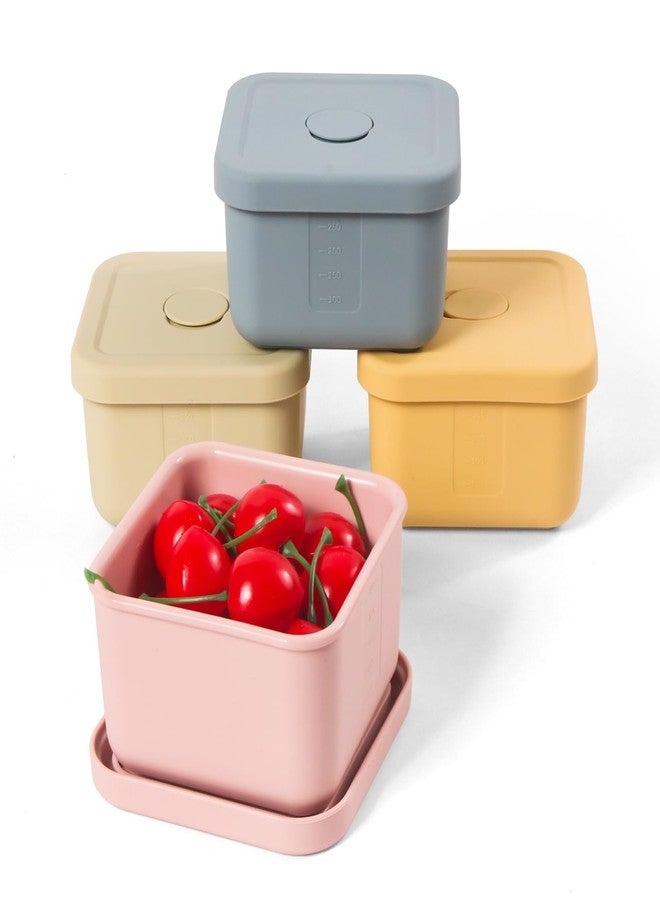AOEDEO 4 pcs 10 oz Silicone Snack Containers with Lids Silicone Food Storage Containers, Baby Snack Container Small Lunch Container for Kids, Daycare, School and Travel - Image 1