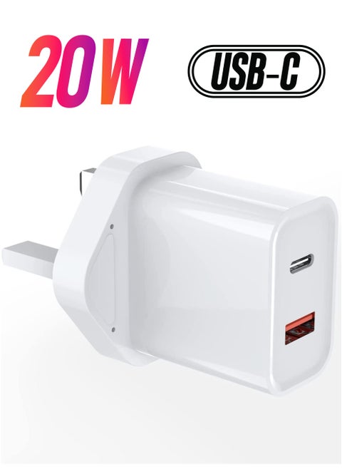 20W USB C Fast Charger for Samsung Galaxy A13/ A14/ A51/M13; Xiaomi Redmi 10 2022/10 /10C 4G/ 10 Power; Google Pixel 7, Dual Port Type-C QC3.0 Wall Adapter