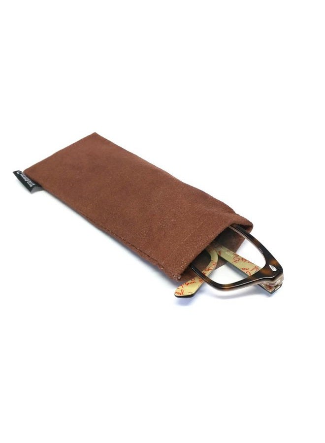 Calabria C-347 Spring Top Squeeze Eyeglasses Case Chamois Soft Glasses Holder Pouch Anti-Scratch Clean Lenses Sunglasses Bag, Red, M - Image 3
