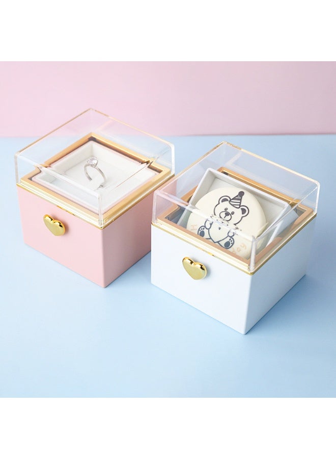 Birthday Gifts for Women, Cute Bear Cake Rotating Ring Box, 360° Flip Pop-Up Gift Box with Candle Holder, Romantic Surprise for Proposal, Engagement, Wedding, Anniversary & Special Occasions - Image 4