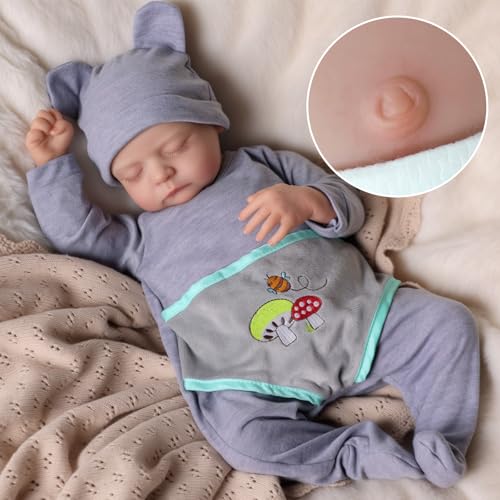 JIZHI Lifelike Reborn Baby Dolls 17 Inch Realistic Newborn Baby Doll Real Life Realistic Baby Dolls Poseable Body Sleeping Baby Boy with Feeding Kit for Children 3 - Image 5