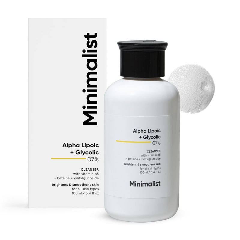 Minimalist 7 ALA Glycolic Brightening Face Wash With ALA For Glowing Skin AHA for Exfoliation and Vitamin B5 For Hydration Sulphatefree Fragrance free For Men Women 100 ml - Image 1
