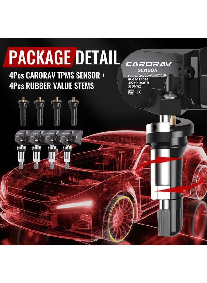 CARORAV TPMS Sensor, 4-Pack Tire Pressure Monitoring System Sensor fit for Nissan 350z Altima Versa Infiniti, 315MHz Tire Sensor OE Replaces#40700-JA01B 407001AA0B 40700JA01C - Image 4
