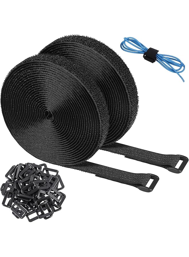 Green Tiger 2 Pcs Velcro Cable Ties, 10m Adjustable Velcro Cable Straps Heavy Duty with 50 Buckles, Free Cut Self Hook for Cable Tidy, Wire Management, Cord Organiser,Reusable Fastening Tape Cable Ties - Image 1