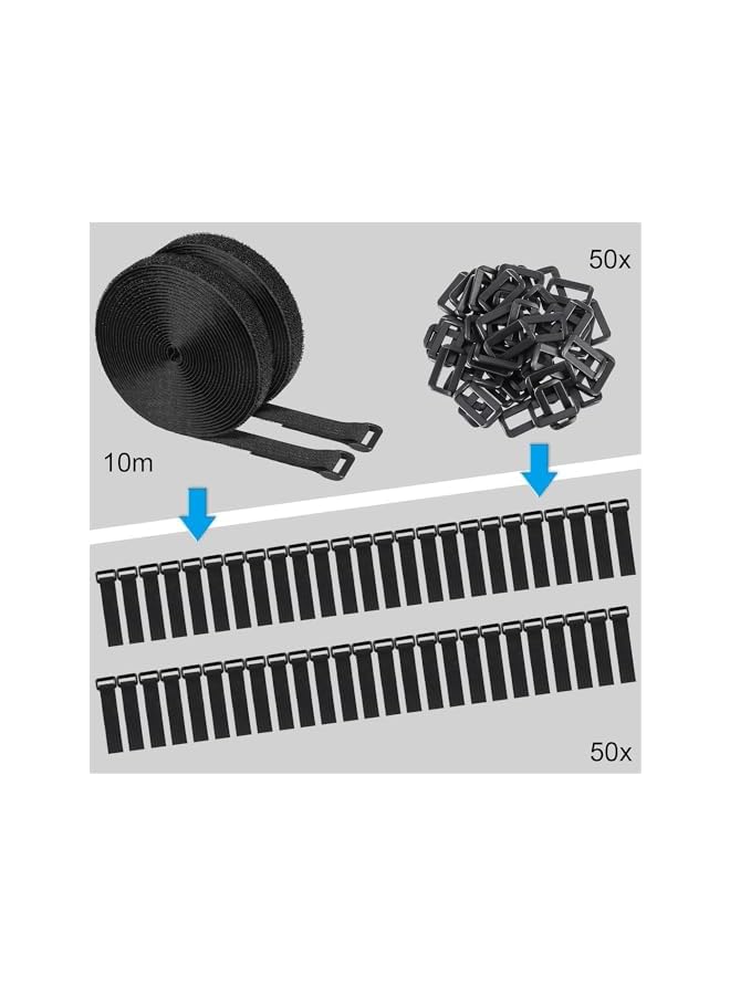 Green Tiger 2 Pcs Velcro Cable Ties, 10m Adjustable Velcro Cable Straps Heavy Duty with 50 Buckles, Free Cut Self Hook for Cable Tidy, Wire Management, Cord Organiser,Reusable Fastening Tape Cable Ties - Image 5