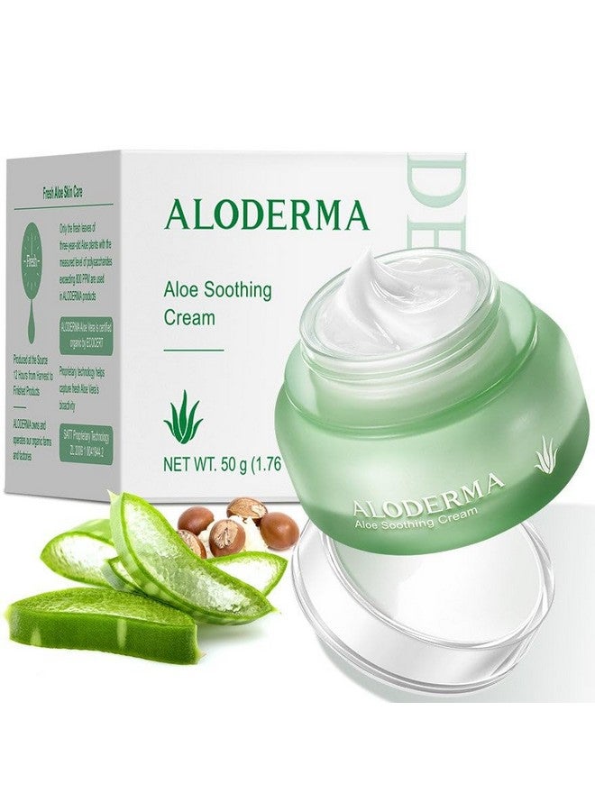 الوديرما كريم الوجه المهدئ مصنوع من 75% كريم مهدئ للوجه من الصبار العضوي مع السكوالان وفيتامين E للبشرة الجافة والحساسة يقلل الاحمرار، ويساعد على حماية البشرة التالفة، 50 جم/1.76 أونصة - Image 1