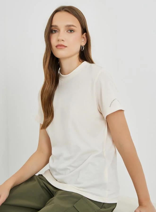 تايك تو Take Two Slogan Print Regular Fit T-Shirt