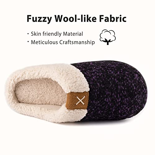 ULTRAIDEAS Women's Indoor Bedroom Slipper with Memory Foam, Gift for Women, Wool-Like House Shoe with Anti-Skid Rubber Sole for Ladies (7-8, Violet) - Image 5