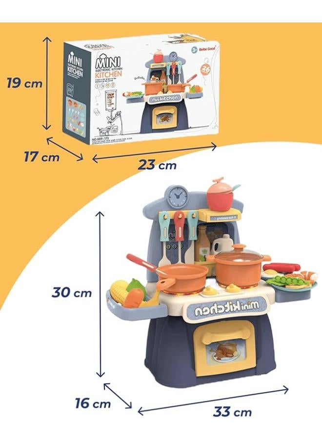مجموعة لعبة مطبخ وطعام بلاستيكية للأطفال الصغار ماء وبخار وصوت وملحقات (26 قطعة)(كود المنتج 889-173 ) - Image 3