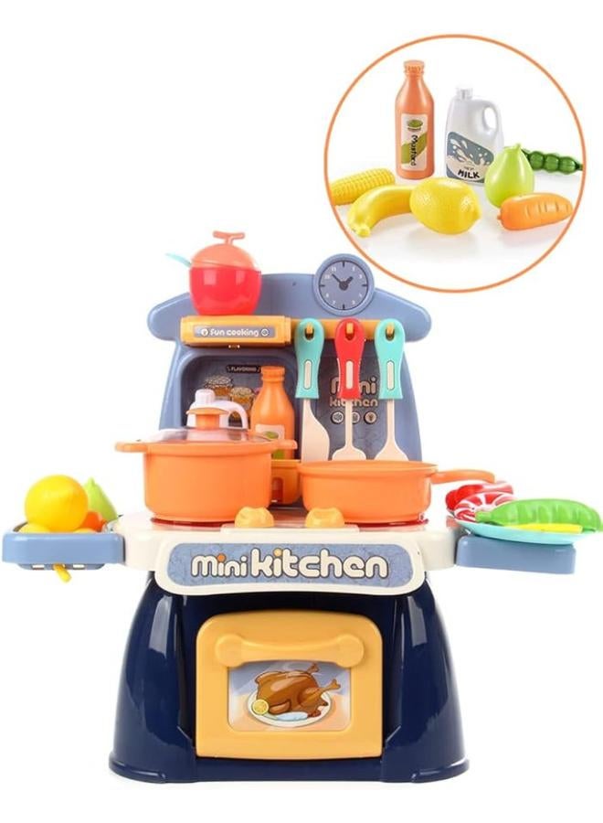 مجموعة لعبة مطبخ وطعام بلاستيكية للأطفال الصغار ماء وبخار وصوت وملحقات (26 قطعة)(كود المنتج 889-173 ) - Image 1