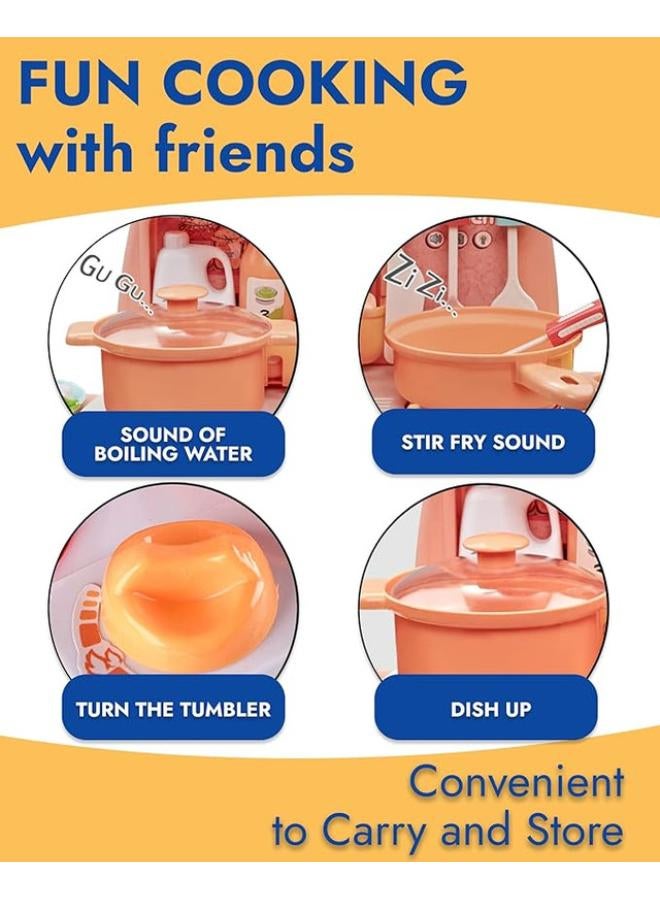 مجموعة لعبة مطبخ وطعام بلاستيكية للأطفال الصغار ماء وبخار وصوت وملحقات (26 قطعة)(كود المنتج 889-173 ) - Image 4