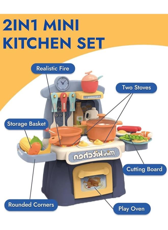 مجموعة لعبة مطبخ وطعام بلاستيكية للأطفال الصغار ماء وبخار وصوت وملحقات (26 قطعة)(كود المنتج 889-173 ) - Image 2