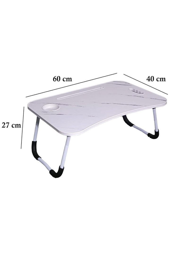 NUZKI Portable Folding Laptop Table With iPad And Cup Holder  Multi-functions Study Table, Bed Laptop Table 28x60x40cm - Image 2