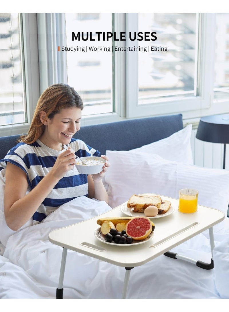 NUZKI Portable Folding Laptop Table With iPad And Cup Holder  Multi-functions Study Table, Bed Laptop Table 28x60x40cm - Image 4