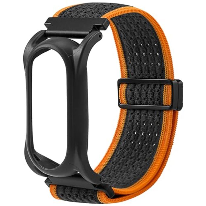 REEYEAR Adjustable Soft Woven Nyon Wristband + Protective Case Base Fits For Plaud Notepin Ai Voice Recorder upgraded 18Mm Pin Quick Release Notepin Strap For Easy Band Replacement,Orange&Gray - Image 1