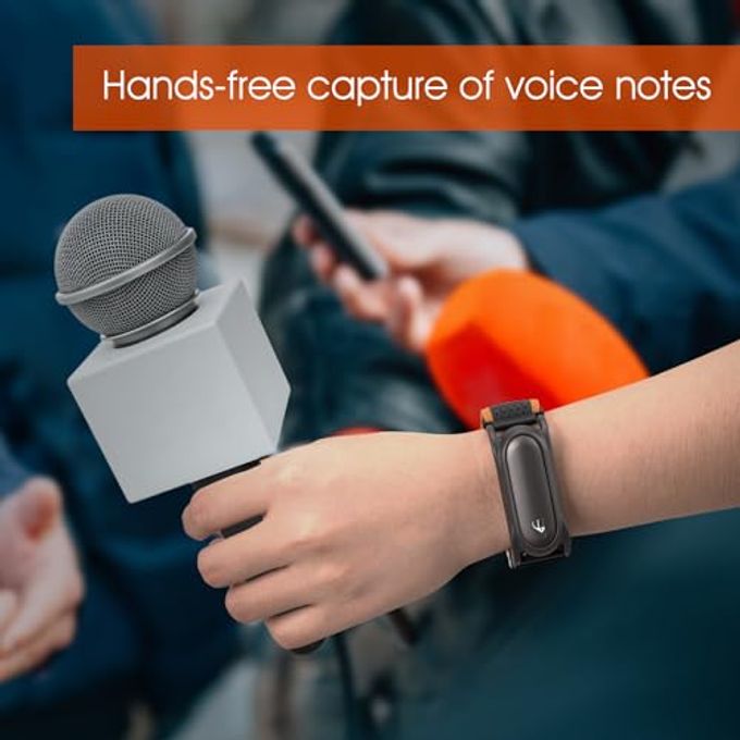 REEYEAR Adjustable Soft Woven Nyon Wristband + Protective Case Base Fits For Plaud Notepin Ai Voice Recorder upgraded 18Mm Pin Quick Release Notepin Strap For Easy Band Replacement,Orange&Gray - Image 3
