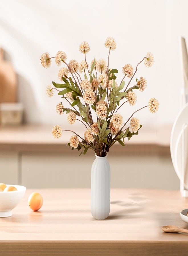 BEAYFILY Beige Pompon Mums Artificial Flowers, 8pcs Stems Faux Silk Mini Chrysanth, Bulk Fake Wedding Filler Flowers Flower Ball for DIY Bouquet Centerpieces Floral Arrangements Shower Decorations - Image 2