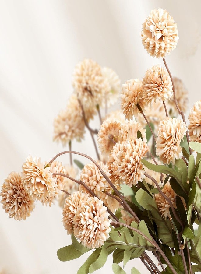 BEAYFILY Beige Pompon Mums Artificial Flowers, 8pcs Stems Faux Silk Mini Chrysanth, Bulk Fake Wedding Filler Flowers Flower Ball for DIY Bouquet Centerpieces Floral Arrangements Shower Decorations - Image 4