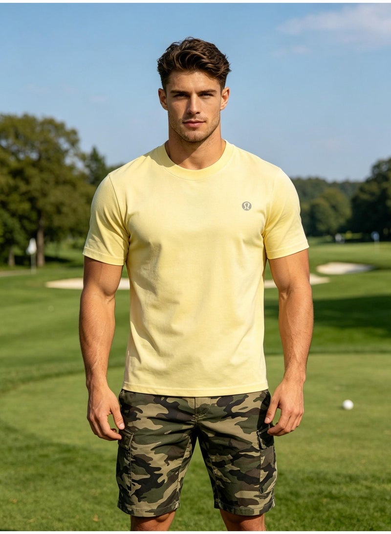 لولوليمون With LOGO, men and women with the same 260g soft cotton comfortable T-shirt round neck soft casual Joker short-sleeved shirt. - Image 4