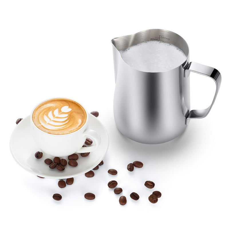 Adorever Milk Frothing Pitcher, 32oz Steaming Pitcher Stainless Steel Espresso Machine Accessories for Coffee Bar, Cappuccino Barista Tools Milk Jug Steamer Frother Cup with Decorating Latte Art Pen  - Image 4