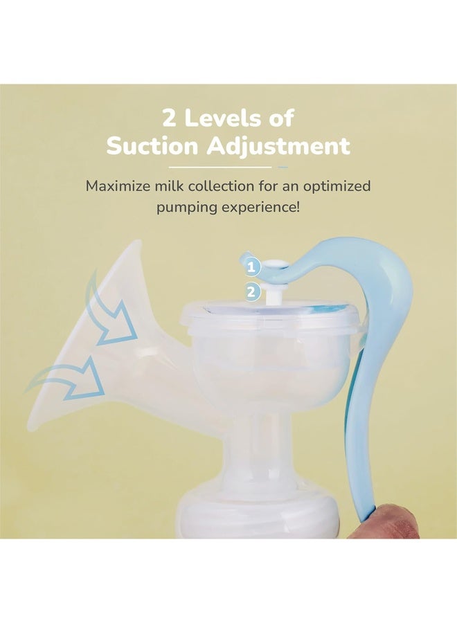 R for Rabbit مضخة الثدي اليدوية الأولى المريحة للأمهات مع 2 مستوى لضبط الشفط، وسادة سيليكا ناعمة ولطيفة، تصميم مضغوط مضاد للتدفق العكسي، خالية من BPA (أزرق سماوي) - Image 3