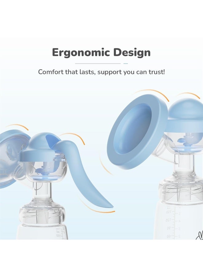 R for Rabbit مضخة الثدي اليدوية الأولى المريحة للأمهات مع 2 مستوى لضبط الشفط، وسادة سيليكا ناعمة ولطيفة، تصميم مضغوط مضاد للتدفق العكسي، خالية من BPA (أزرق سماوي) - Image 5