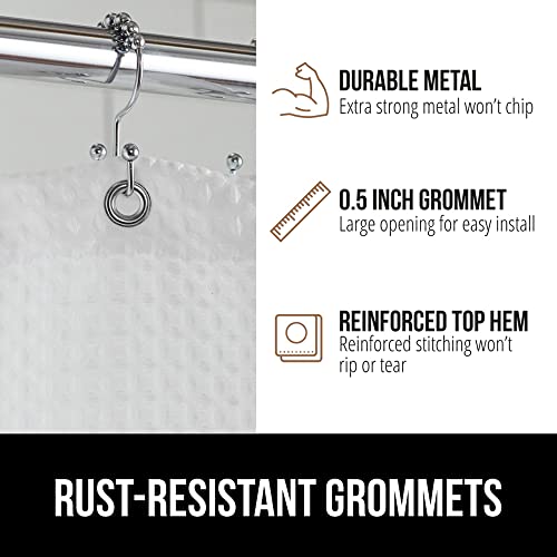 GORILLA GRIP Waffle Shower Curtain, Thick Weighted Fabric, 72x78, Wrinkle and Rust Resistant, Classic Hotel Quality Design, Heavy Duty Long Curtains for Bathroom Showers, Bath Tubs, Machine Wash White - Image 5