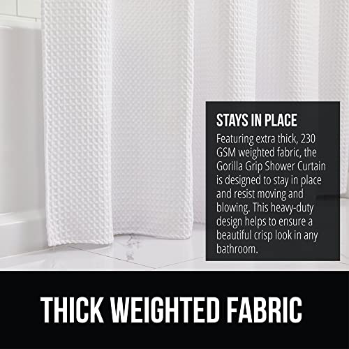 GORILLA GRIP Waffle Shower Curtain, Thick Weighted Fabric, 72x78, Wrinkle and Rust Resistant, Classic Hotel Quality Design, Heavy Duty Long Curtains for Bathroom Showers, Bath Tubs, Machine Wash White - Image 3