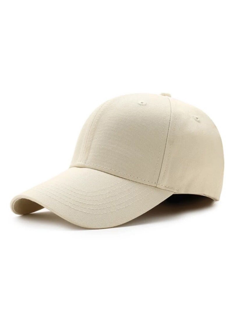 NOVOLAN NOVOLAN Baseball Cap Duckbill Cap Sun Hat Peaked Cap Sun Visor Solid Color Cotton Men & Women Cap Shade Baseball Outdoor, Adjustable Copper Buckle Head Size Flattering 54-62cm 18 Color (beige)  - Image 1