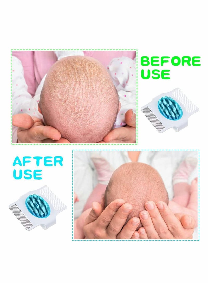 Y&D 2 Pcs Cradle Cap Brush and Comb,3-In-1 Design Safe Baby's Scalp Brush, Baby Bath Head Scrubber, Face Cleansing  - Image 2