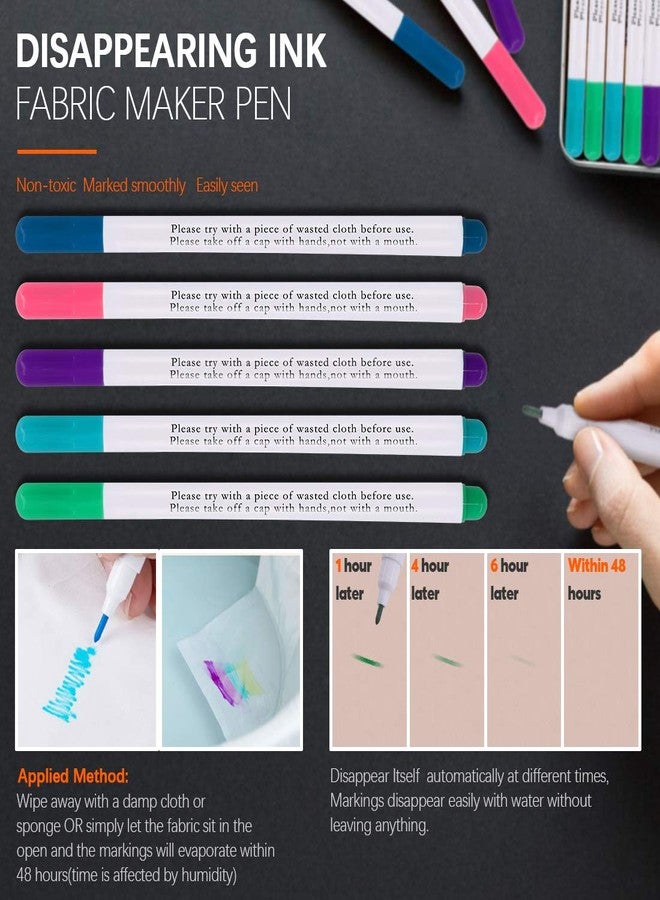 Rustark 32 Pcs Tailoring Marker Tools Including 10 Pcs Triangle Tailor's Fabric Marker Chalk 10 Pcs Disappearing Ink Fabric Marker Pen and 12 Pcs Sewing Marking Pencil for Quilting Sewing Dressmaking - Image 4