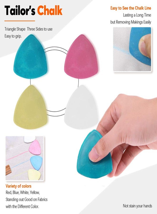 Rustark 32 Pcs Tailoring Marker Tools Including 10 Pcs Triangle Tailor's Fabric Marker Chalk 10 Pcs Disappearing Ink Fabric Marker Pen and 12 Pcs Sewing Marking Pencil for Quilting Sewing Dressmaking - Image 5