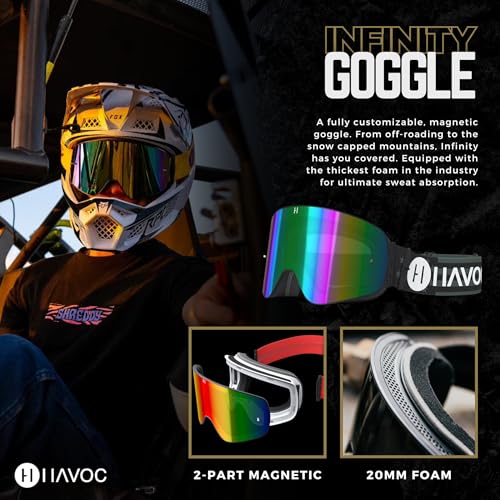 Havoc Racing Magnetic Frameless Goggles - For Motocross, Dirt Biking, Snowboarding, ATV, & UTV - States Goggles, Clear Lens, & Hard Case Bundle - Image 2