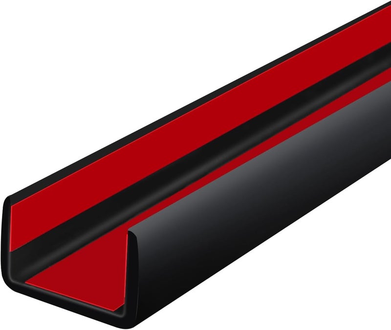 Protalwell Rubber Edge Trim, Self Adhesive U Channel Edge Trim, Big Size U Shaped Trim, Edge Banding for Plywood, Woods, Shelf, Cabinet, Countertop, Size 1/2", Length 20Ft, Black - Image 1