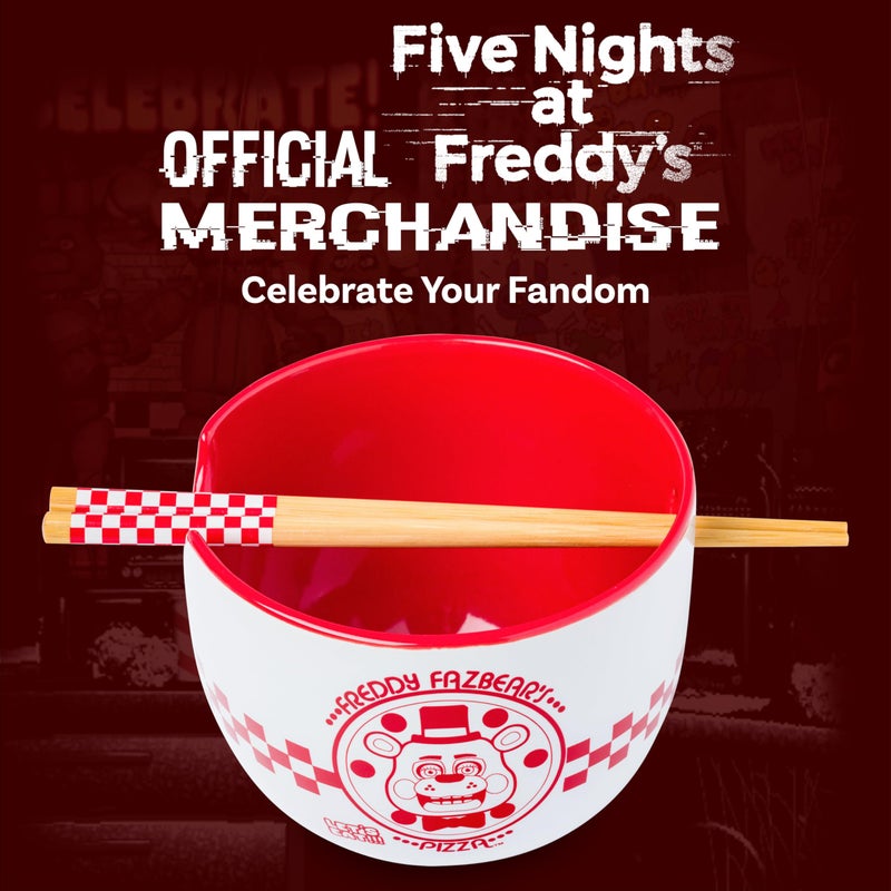 Silver Buffalo Five Nights at Freddy's Freddy Fazbear Pizza Box Ceramic Ramen Noodle Rice Bowl with Chopsticks, Microwave Safe, 20 Ounces - Image 5