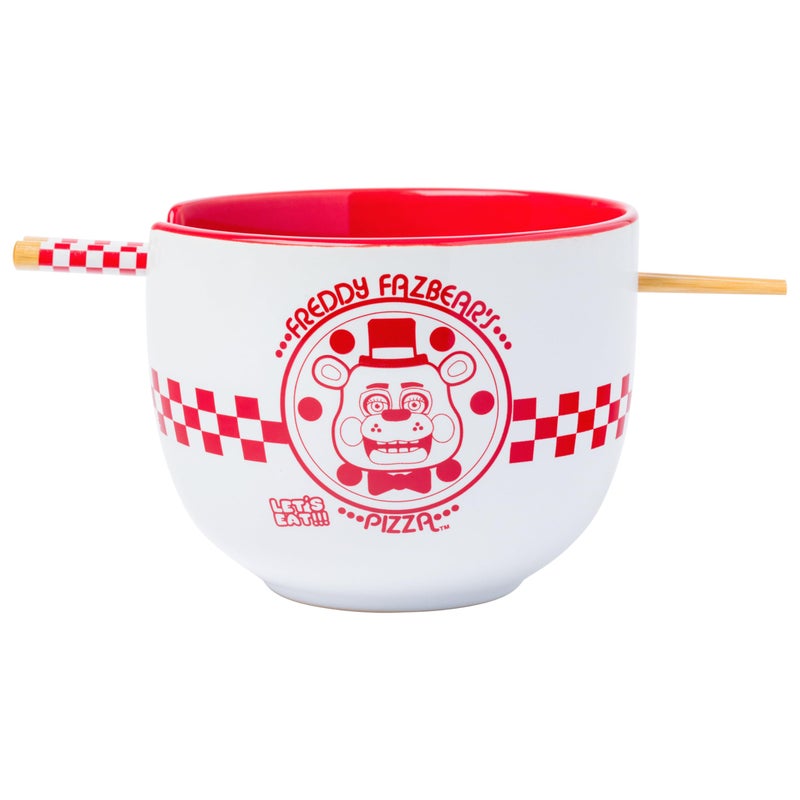 Silver Buffalo Five Nights at Freddy's Freddy Fazbear Pizza Box Ceramic Ramen Noodle Rice Bowl with Chopsticks, Microwave Safe, 20 Ounces - Image 1