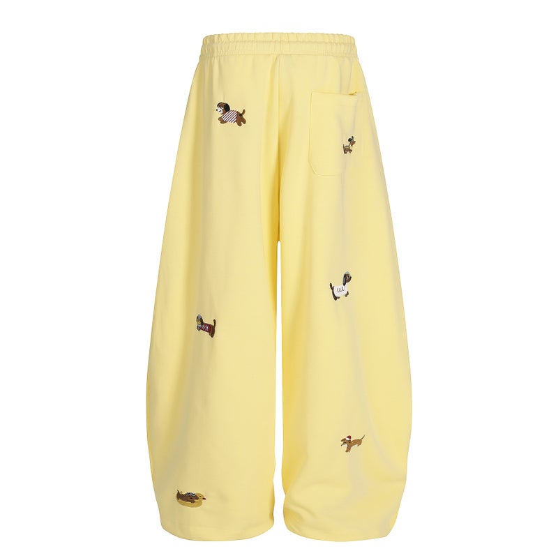 American Retro Fun Puppy Embroidery Casual Pants For Men And Women High-Waisted Lazy Style Loose Versatile Wide-Leg Sweatpants Autumn - Image 5