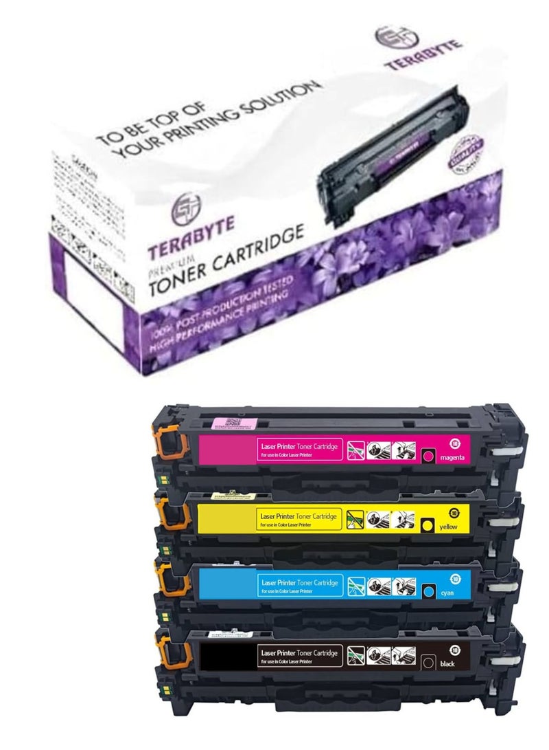 Terabyte 304A Compatible Toner Cartridges CC530A CC531A CC532A CC533A use for HP Color Laser CM2320n CM2320fxi CM2320nf MFP, CP2025 CP2025n CP2025x CP2025dn Printer (Multicolor) - Image 1