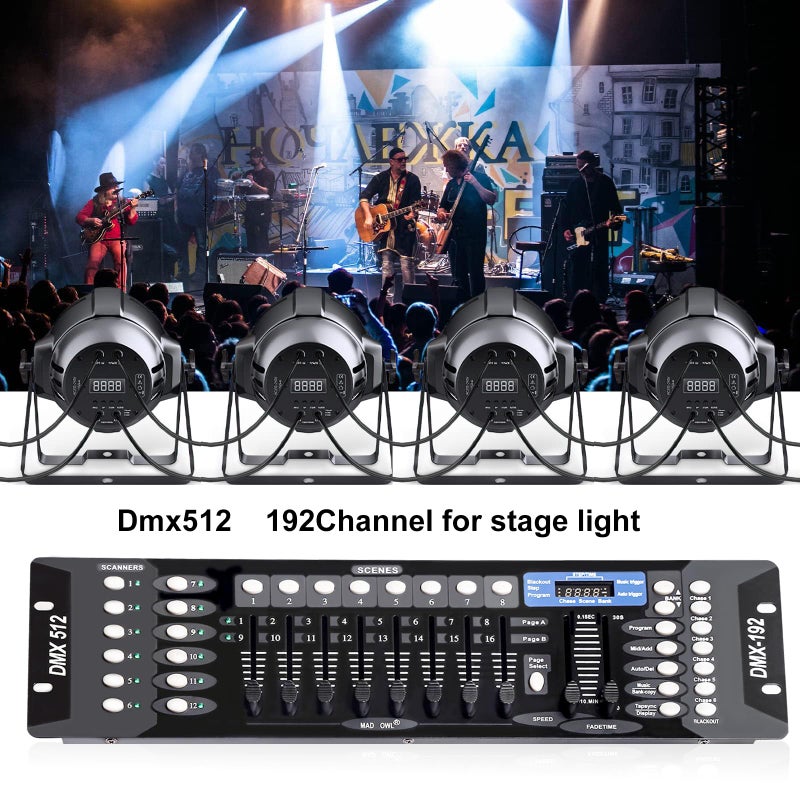 MADOWL DMX Controller for dj Lights Dmx512 Light Controllers 192 Channel DMX Board with Cables 2m/6.6 ft Dmx-512 Lighting Console for Control Stage Light - Image 2