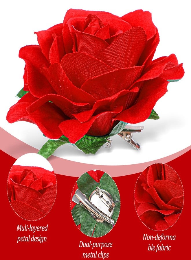 Kifmurase 30PCS Fabric Rose Flower Hair Claw, 3.9'' Large Floral Hairpin Brooch for Women Girls, Mexican Flowers Hairpin Barrettes for Prom Party Wedding Bridal Hair Pins Accessories - Image 3