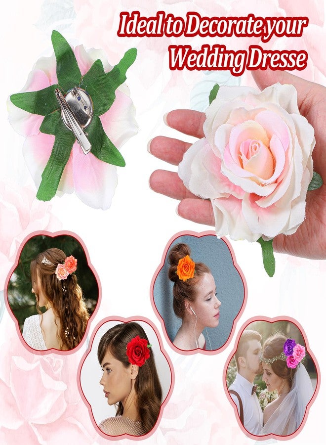 Kifmurase 30PCS Fabric Rose Flower Hair Claw, 3.9'' Large Floral Hairpin Brooch for Women Girls, Mexican Flowers Hairpin Barrettes for Prom Party Wedding Bridal Hair Pins Accessories - Image 4