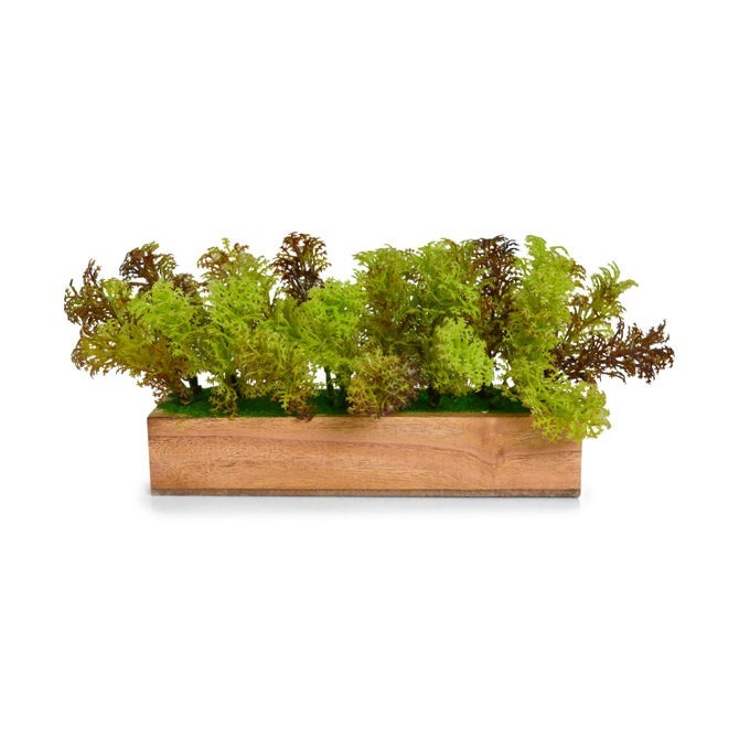 Artificial Plant Leaves in a Stylish Wooden Planter Perfect Home Dcor Item Height 11cm x Width 205cm