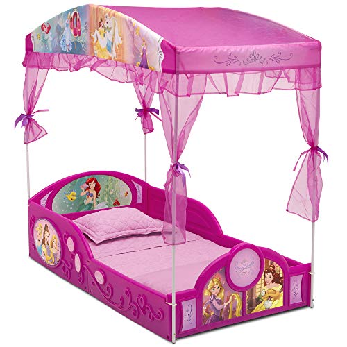 Delta CHILDREN Delta Children  Disney Princess Plastic Sleep and Play Toddler Bed with Canopy Pink