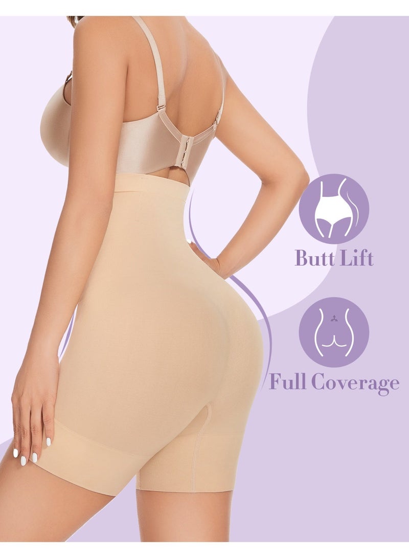 YUVFEHY Women's nude-colored 2-piece set of shapewear, seamless anti-friction shorts, cycling shorts, yoga cycling sports anti-friction underwear, nude color - Image 3