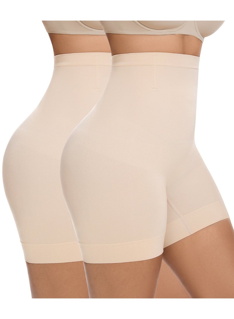 YUVFEHY Women's nude-colored 2-piece set of shapewear, seamless anti-friction shorts, cycling shorts, yoga cycling sports anti-friction underwear, nude color - Image 2