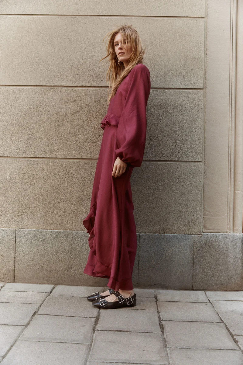 H&M Flounce-trimmed maxi dress