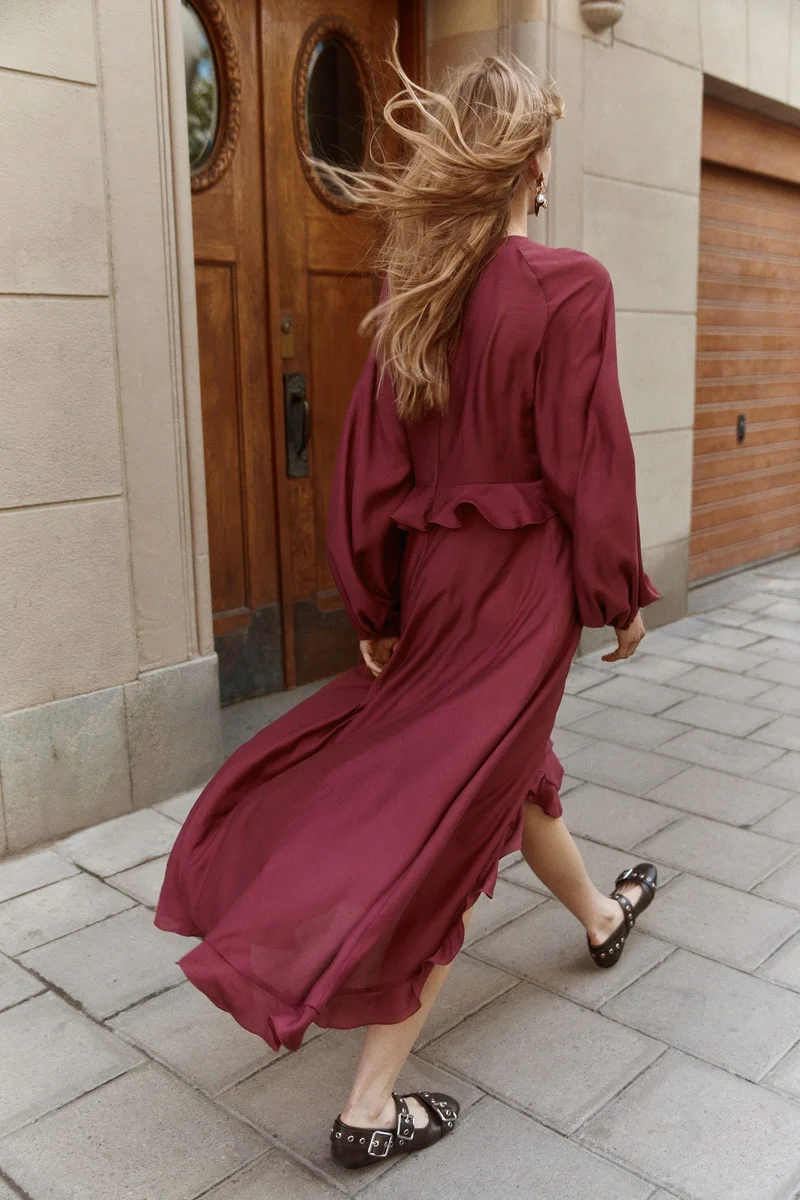 H&M Flounce-trimmed maxi dress
