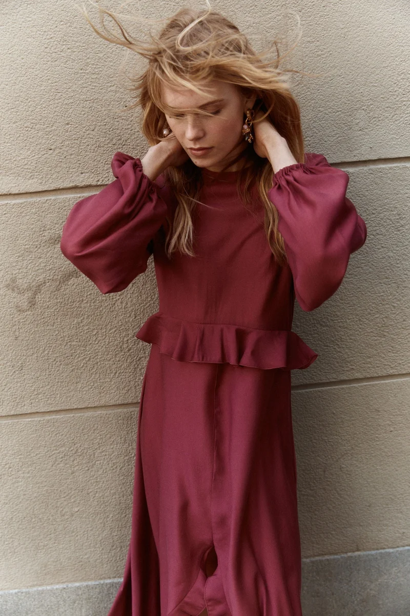 H&M Flounce-trimmed maxi dress